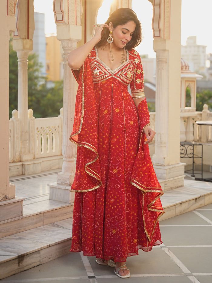 Red Aangi Anarkali alternate view